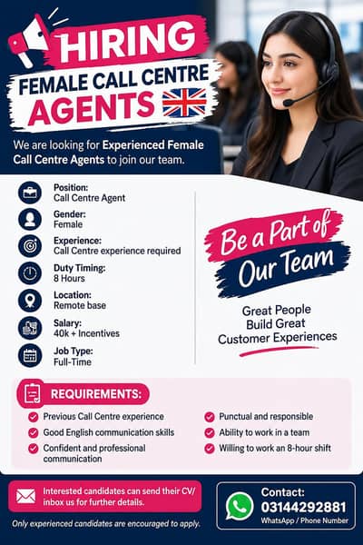 Call centre agents required