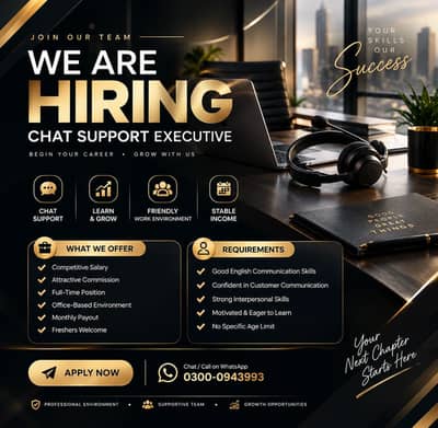 Chat Support Executive – Freshers | Salary + Commission