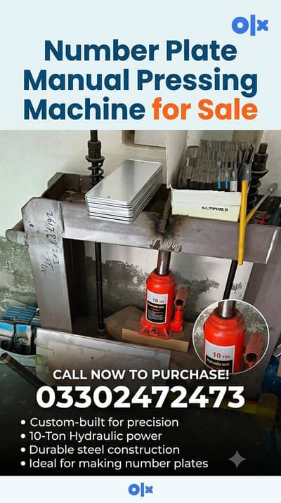 Car & Bike Embossed Number Plate Machine - Manual Hydraulic Press