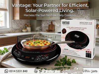 Vantage 2000W Induction Hob - Best For Solar Users & Gas Savings