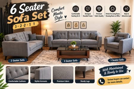6  Seater Sofa Set/Wooden Glass Door for Sale/Sofa set