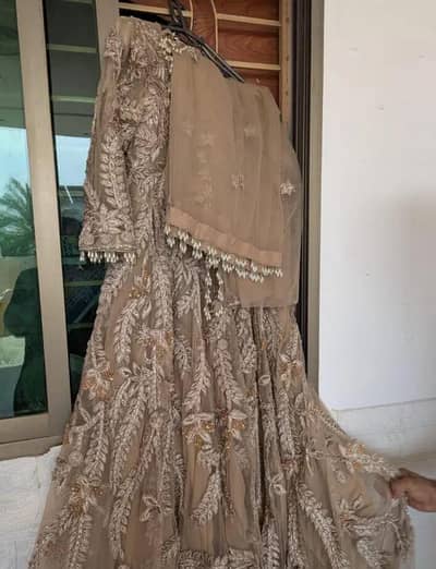 Heavy Embroidered Net Bridal Maxi Dress for sale