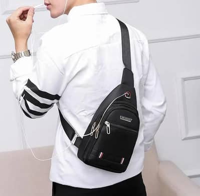 Men`s Waterproof Oxford Crossbody Bag Black Business Style