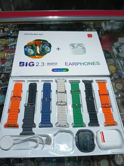 i20 Ultra  Max Suit  10 in 1  2.3  Display  + 7 s Straps  + Airpods