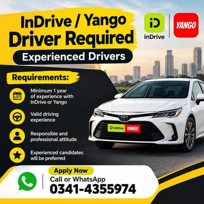 Indrive Driver | Yango Driver | Driver Jobs | Indrive Jobs | Male