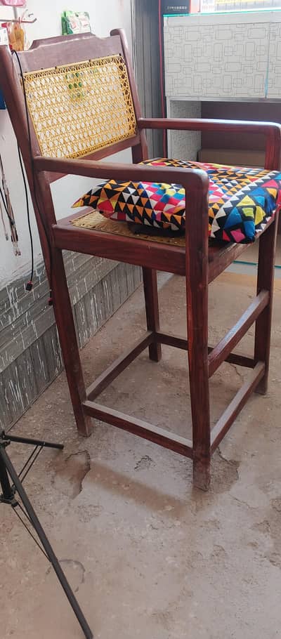 Beautiful Wooden High Chair with Cushion – Strong & Stylish