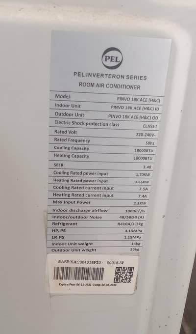 1.5 ton PEL DC inverter in 4 years warranty 10/9 condition