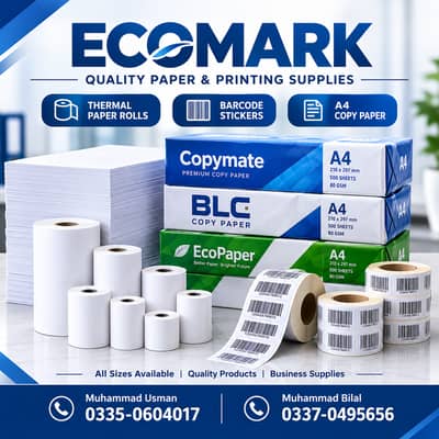 A4 Paper, Thermal Rolls & Barcode Stickers | EcoMark