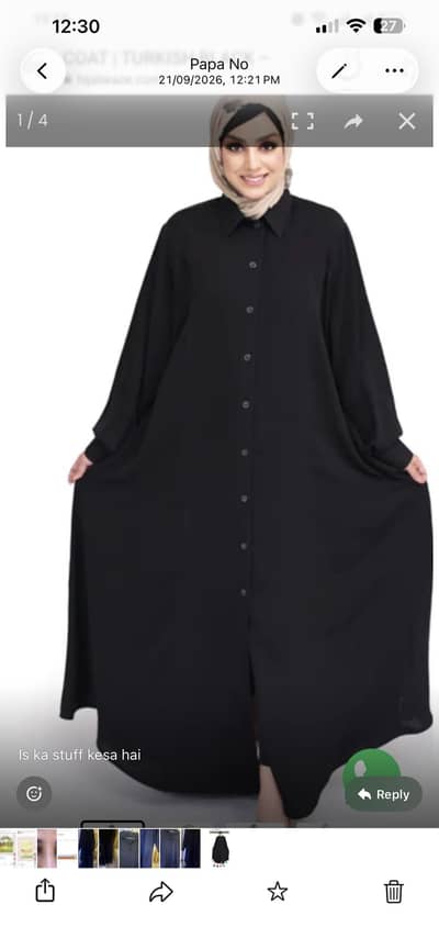 Hijabeaze brand black Turkish coat abaya few days used only