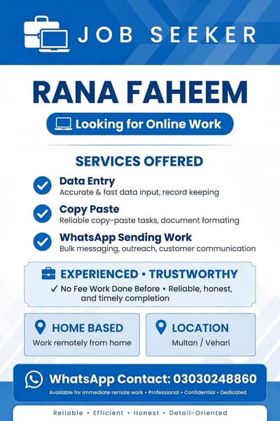 Data entry Whatsapp work experienced Ghar Sy kam