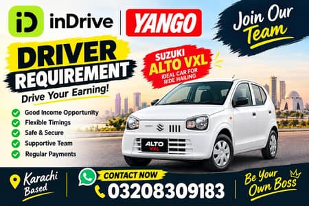 Experience Driver Required for Indrive and yango