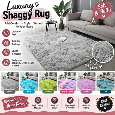 Luxury Shaggy Fluffy Rug -Soft Modern Area Carpet  For Living Room and