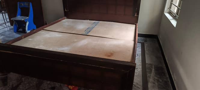 King sizesolid wooden bed frame | with Spring Mattress Great Condition