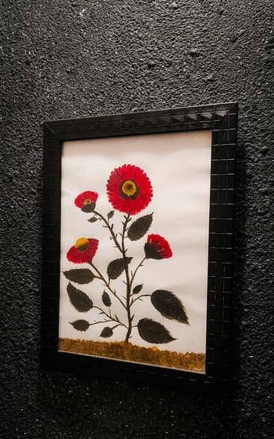 Hand-painted Floral Acrylic Art Piece (Framed)