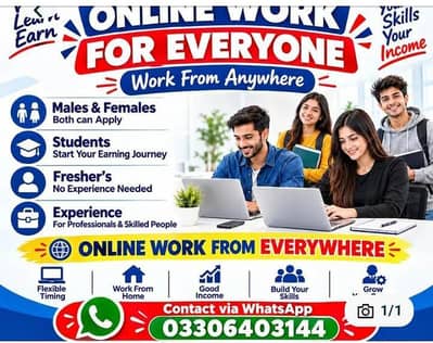 NEED MALE AND FEMALE STAFF FOR OFFICE WORK AND ONLINE WORK