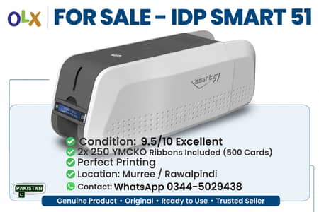 IDP Smart 51 ID Card Printer Like New With 2 Ribbons - Urgent Sale