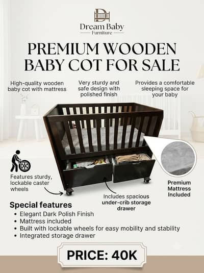 wooden cot with matress for sale urgent