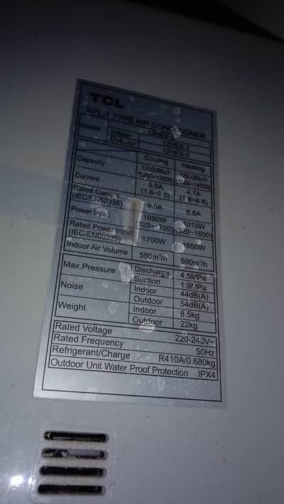 TCL 1 ton ac