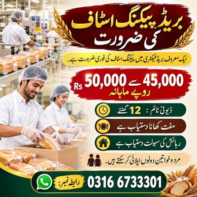 food factory,bread factory, factory jobs,Lahore jobs,male female jobs