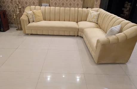 Beigh and gold color sofa