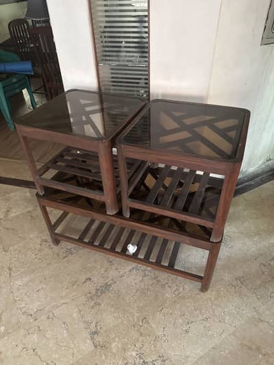 Table set. One center table and two side tables
