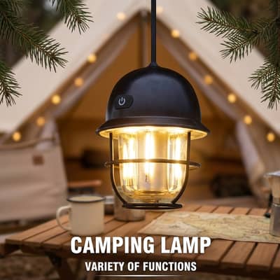 Rechargeable Retro LED Camping Lantern USB-C Hanging Tent Light