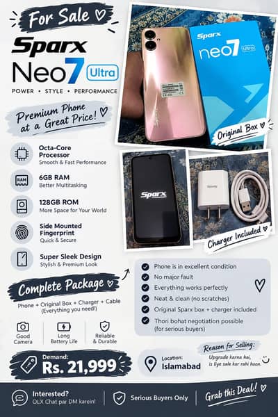 Sparx Neo 7 Ultra 6GB/128GB – Excellent Condition