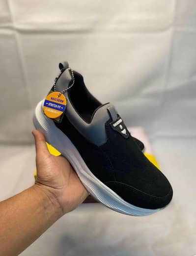 : Men's Black Skechers Stretch Fit EVA Casual Shoes