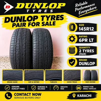 Tyres Pair | Dunlop 145/R12 tubeless tyre