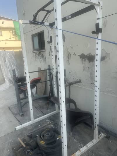 Smith machine pull up bar and slim line bench press