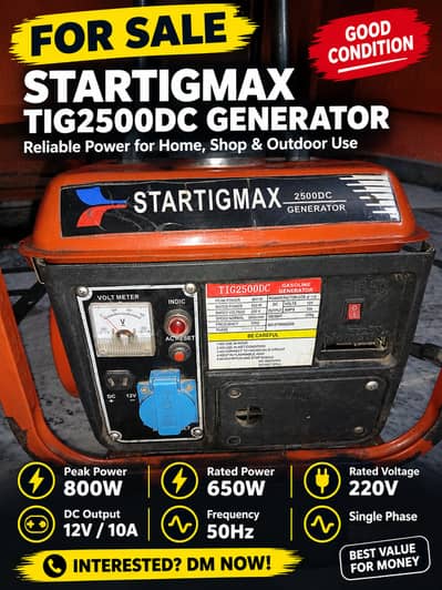 STARTIGMAX TIG2500DC Generator – For Sale (We Can Negotiate)