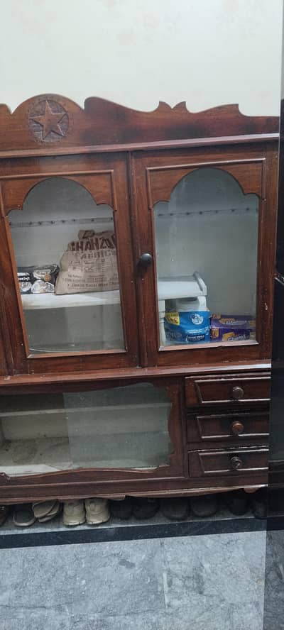 wooden showcase or cupboard