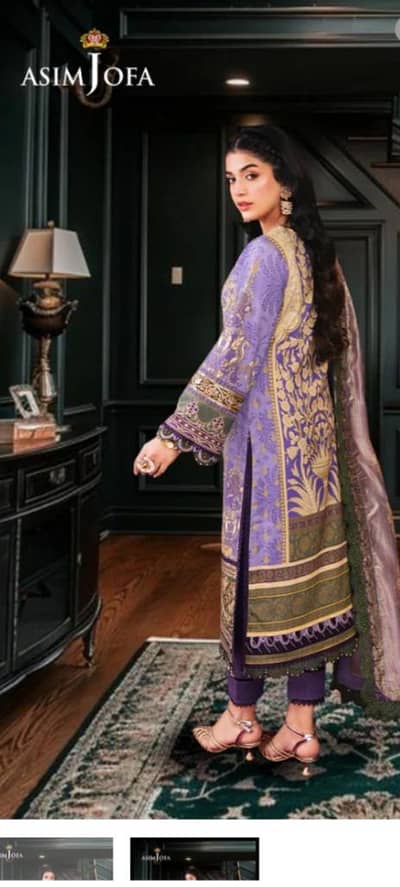 Asim jofa  Lawn suit with fancy dupatta