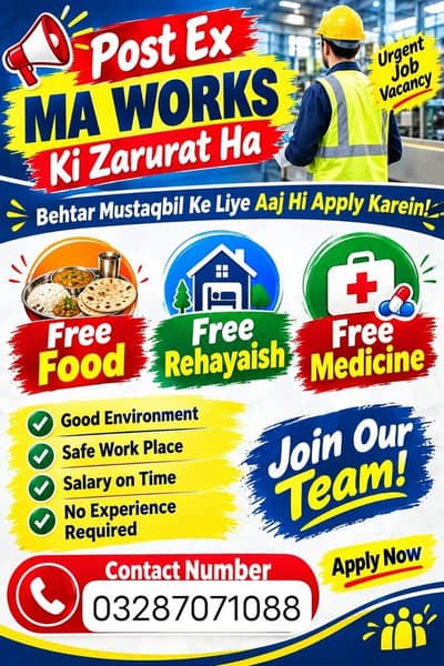 Need urgent staff for Post Ex wear House