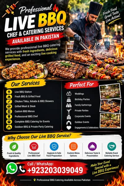 Live BBQ Chef & Catering Services Avaliabale | Quickly Book Now !