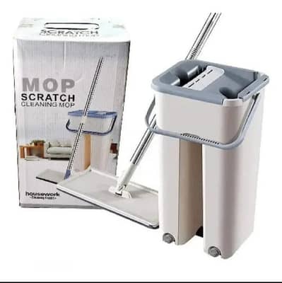 Scratch Cleaning Mop with Bucket – 2-in-1 Self-Wringing Flat Floor Mop