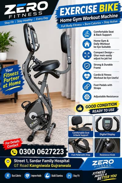 Zero Fitness Exercise Bike | Home Gym Workout Machine