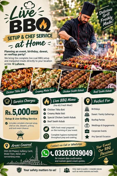 Live BBQ Catering & Chef service at Home |Private BBQ Chef Avaliable
