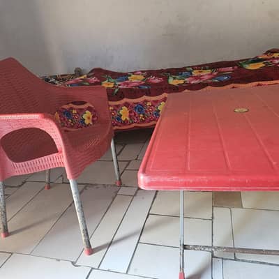 plastic chair and table