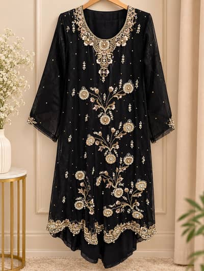 Black tail frock elegant & stylish party wear dress