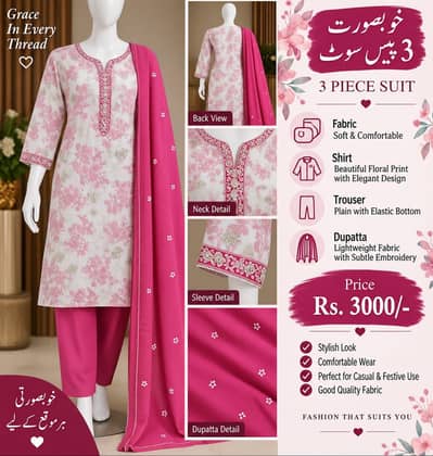 Shiffon with pink and White work