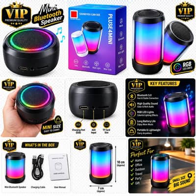 Brand New mini Bluetooth speaker /RGB LED Lights Portable wire less.