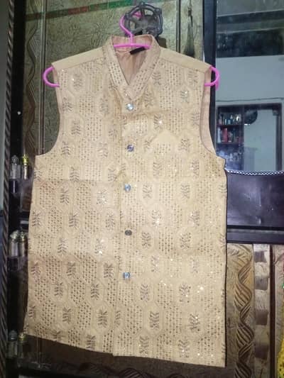 Golden Embroidered Waistcoat / Prince Coat – Wedding Wear