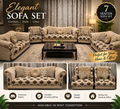 Complete Drawing Room Set | Sofa Set | Curtains, Carpet & Mirror