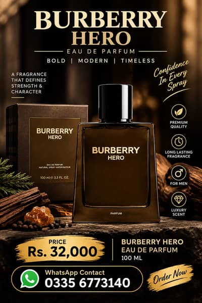 Title:  Burberry Hero Eau De Parfum 100ML – Premium Men’s Luxury Frag