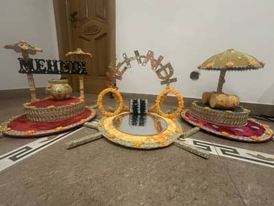 Beautiful Mehndi Decor Basket & Ceremony Decoration Set – Handmade