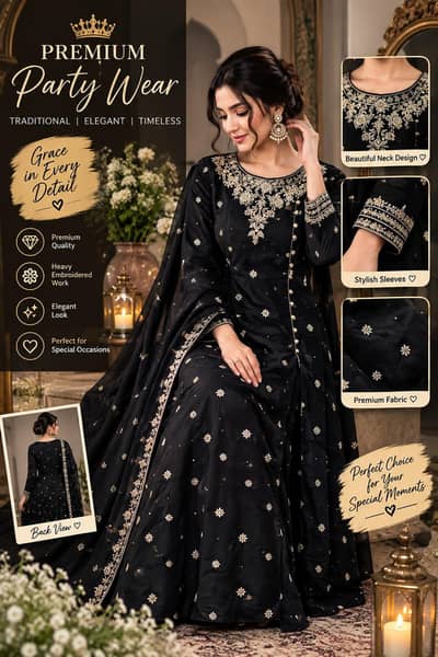 Luxury black party wear dress,gold embroidered Elegant Formal wear