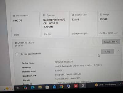 hp pavilion Intel pentium 8gb ram 1000gb hard disk