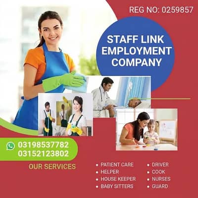 House Maids, Babysitter, Patient Care, Nurse Staff, Driver, Chef, Cook