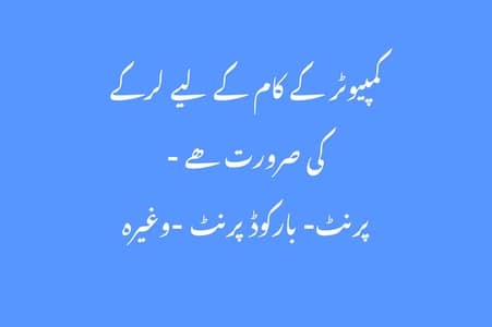 Camputer system kay liya worker ki zarorat hai jo print nikal lay etc